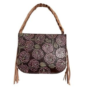 The Rowdy Rose Hand Tooled Leather Roses Real Rabbit Fur Fringe